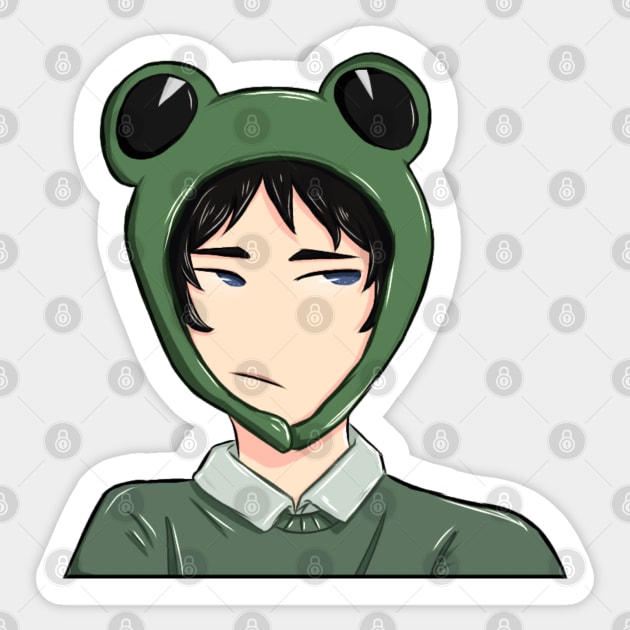 Akaashi in a frog hat Sticker by Sophprano